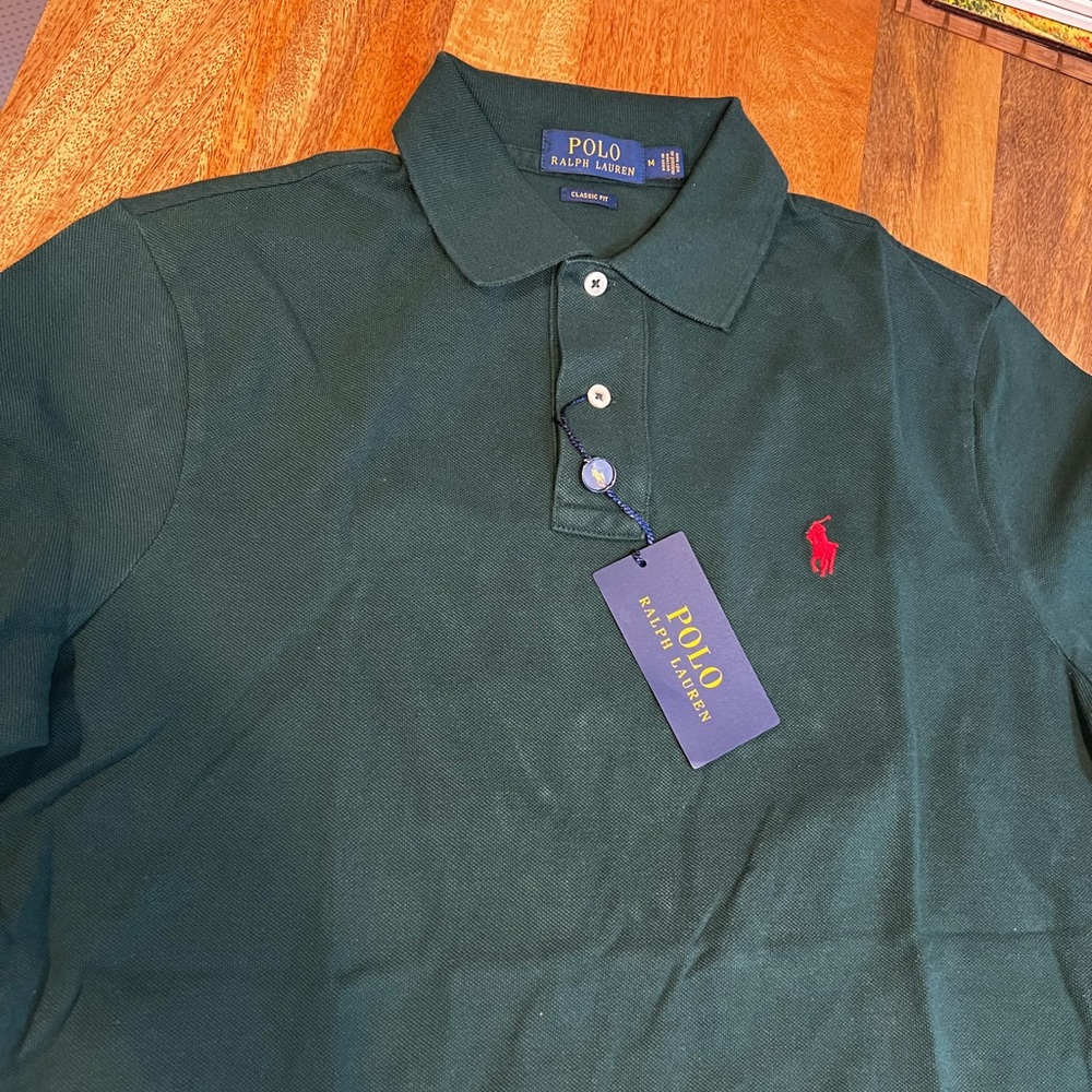 Dark Green Red Horse Polo Ralph Lauren Classic Fit Shirt Size M - Picture 3 of 4